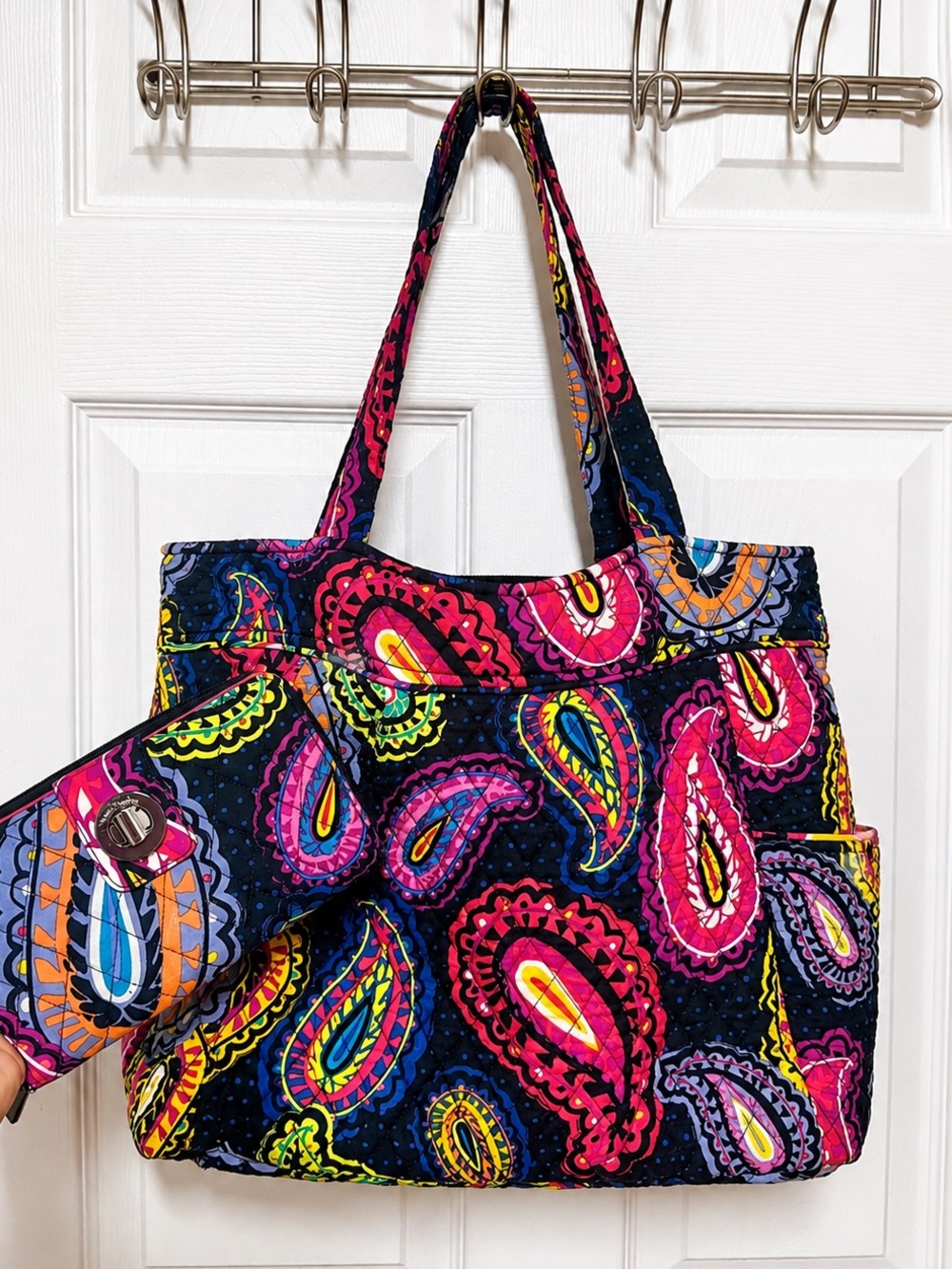Vera Bradley Colorful Twilight Paisley Tote Turnlock Wallet Matching Set - Picture 2 of 15